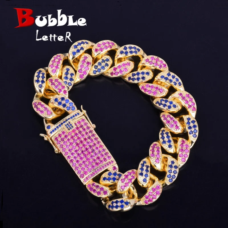 20mm Men's Chunky Colorful Zircon Miami Cuban Link Bracelet Bling Hip hop Jewelry Gold Color AAA CZ Cuban Chain Bracelet 20cm
20mm Men's Chunky Colorful Zircon Miami Cuban Link Bracelet Bling Hip hop Jewelry Gold Color AAA CZ Cuban Chain Bracelet 20cm