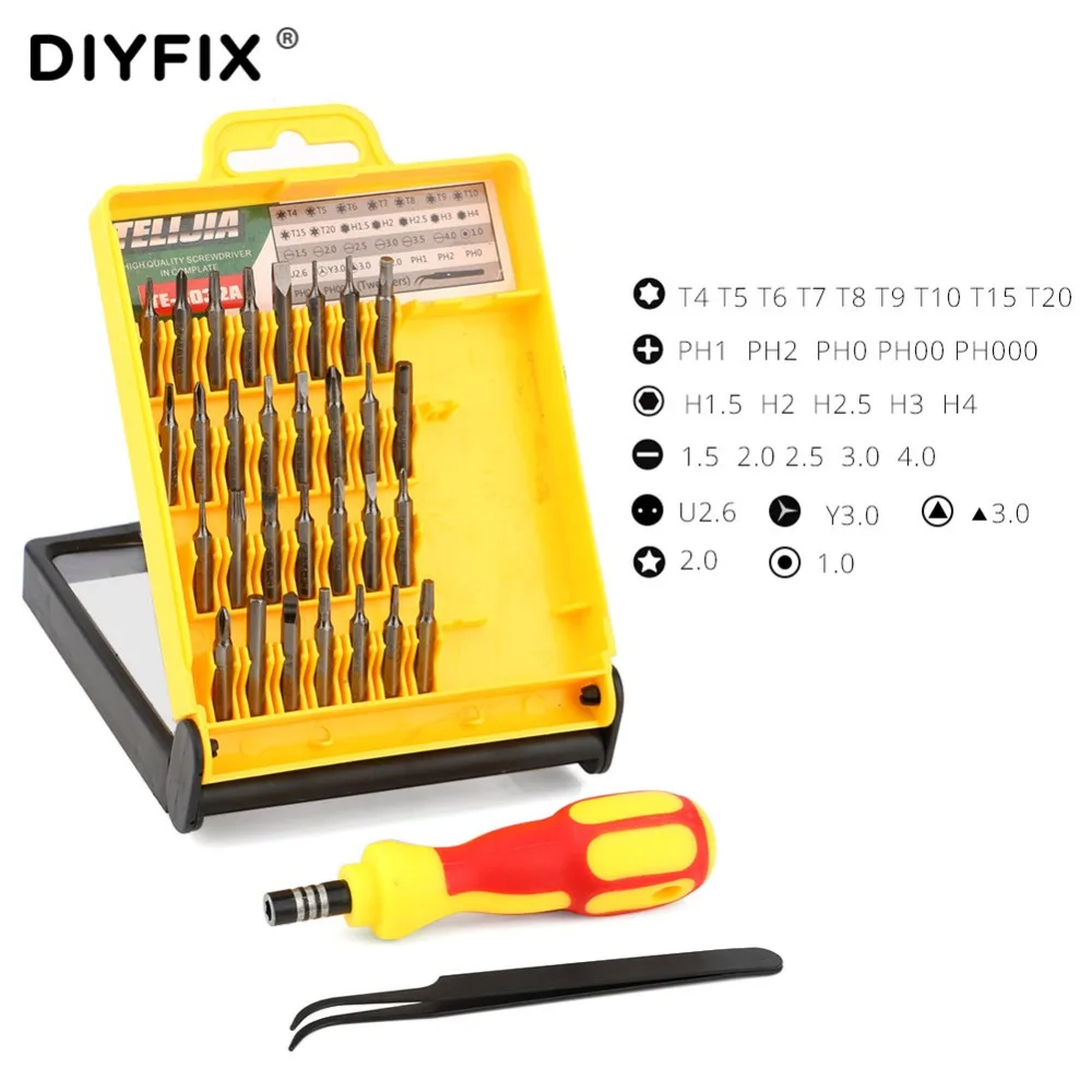 DIYFIX 33 in 1 Multi-function Repair Tools Set Screwdriver Bits Set Tweezers for Computer Tablet Electronic DIY Hand Tools Kits
DIYFIX 33 in 1 Multi-function Repair Tools Set Screwdriver Bits Set Tweezers for Computer Tablet Electronic DIY Hand Tools Kits