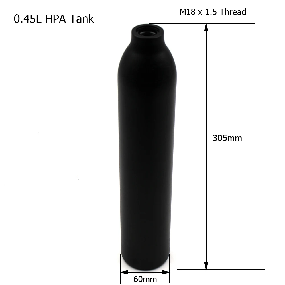 PCP Пейнтбол высокого давление цилиндр гПа бутылка 0.45L 300bar 4500psi акваланг M18 * 1 5