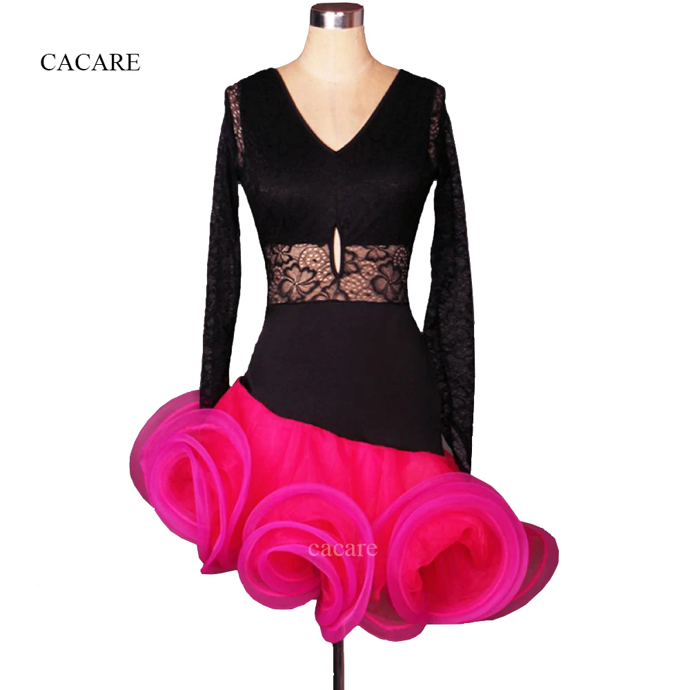 

Sexy Latin Dance Dress for Women Girls Lace Dance Competition Dresses Salsa Fringes Samba Costumes Tango D0219 Fluffy Sheer Hem