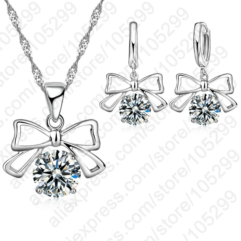 Classic Lovely Girlfriend Birthday Christmas Gifts Shinny CZ Jewelry Set 925 Sterling Silver Pendant Bow Jewelry Free Shipping 
Classic Lovely Girlfriend Birthday Christmas Gifts Shinny CZ Jewelry Set 925 Sterling Silver Pendant Bow Jewelry Free Shipping