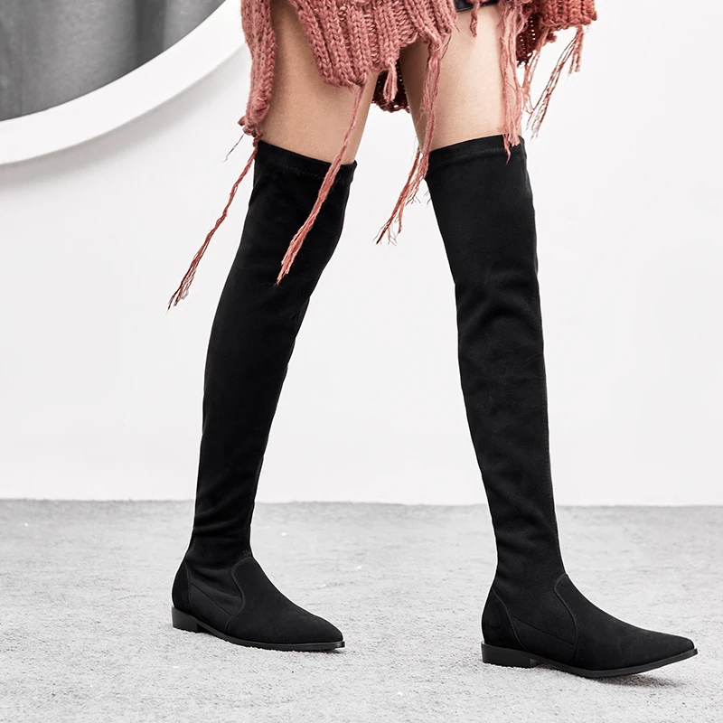 ISNOM New Stretch Low Heels Women Boots Pointed Toe Footwear Cow Suede Warm Female Boot Over The Knee Shoes Woman Winter 2018
ISNOM New Stretch Low Heels Women Boots Pointed Toe Footwear Cow Suede Warm Female Boot Over The Knee Shoes Woman Winter 2018
