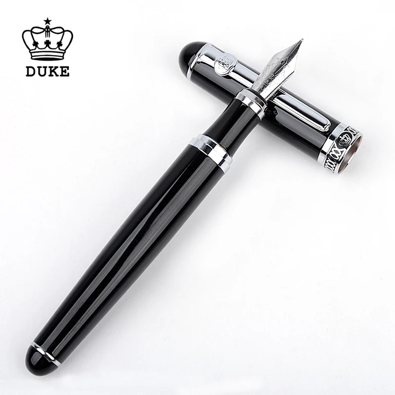 Ручка перьевая DUKE D2 черная металлическая роскошные брендовые Канцтовары для