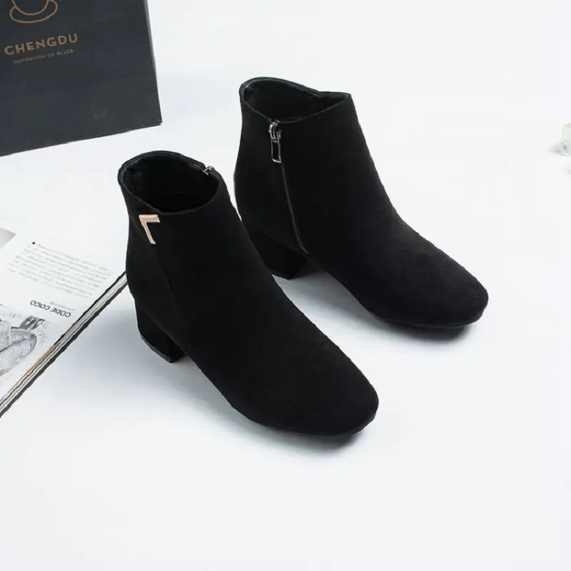 Winter Warm Plush Round Toe short shoes Ankle Boots Square Heels Women Ankle Boots Shoes Women Boots Flock Spring Autumn Zipper
Winter Warm Plush Round Toe short shoes Ankle Boots Square Heels Women Ankle Boots Shoes Women Boots Flock Spring Autumn Zipper