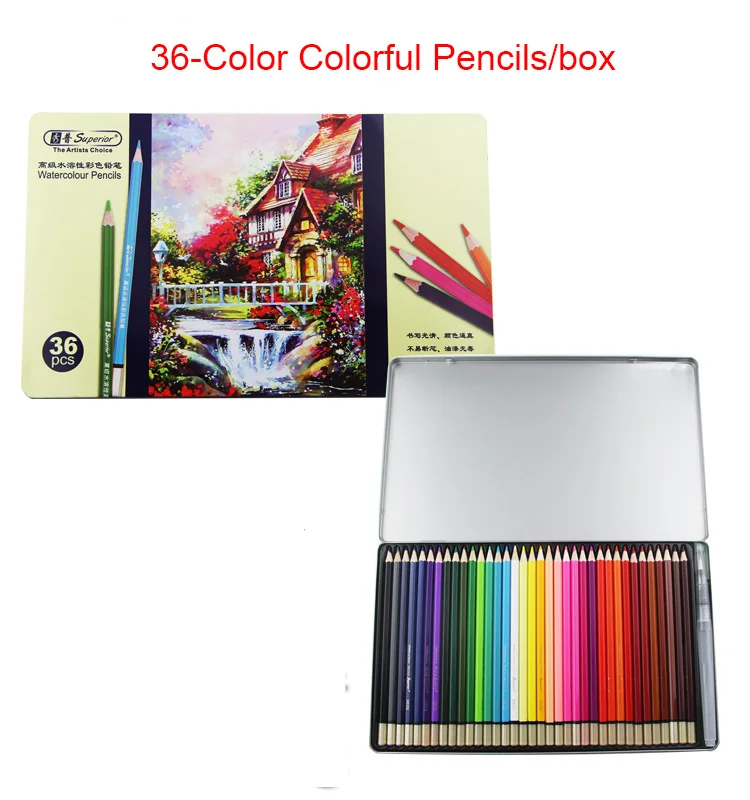 

36 PC/BOX Tin Packaged 36-Color Colorful Pencils for Student Drawing and Painting, QB00019-36C