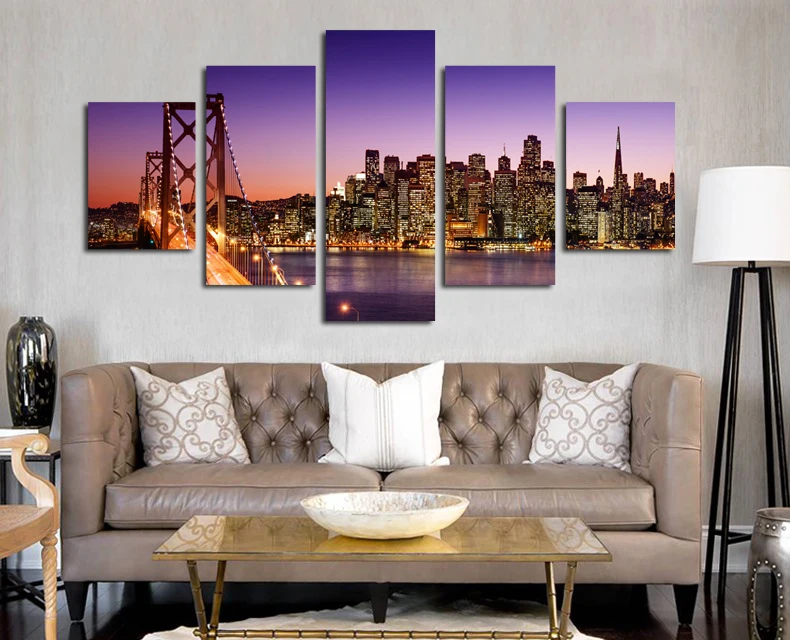 San Francisco-Oakland Bay Bridge pictures brightly-lit night landscape print art canvas painting unframed 5 piece large
San Francisco-Oakland Bay Bridge pictures brightly-lit night landscape print art canvas painting unframed 5 piece large