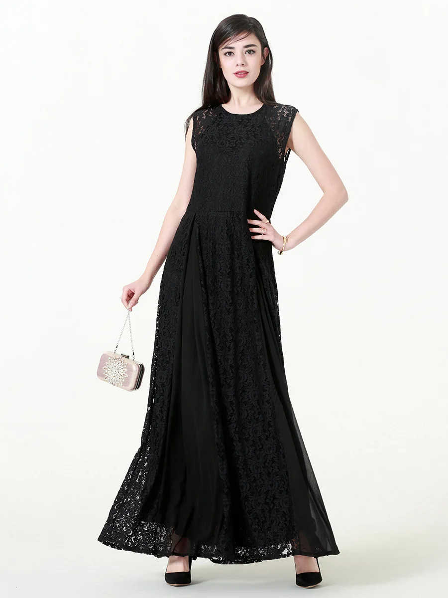 

Женское длинное Кружевное платье макси TUHAO, черное элегантное вечернее платье для осени и зимы, халаты размером 6XL, 5XL, CM276