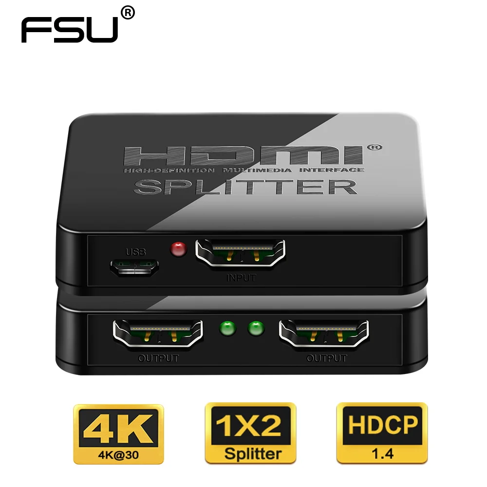 HDMI сплиттер 1X2 полный сплит 4k HDCP 1080p видео переключатель усилитель переключателя