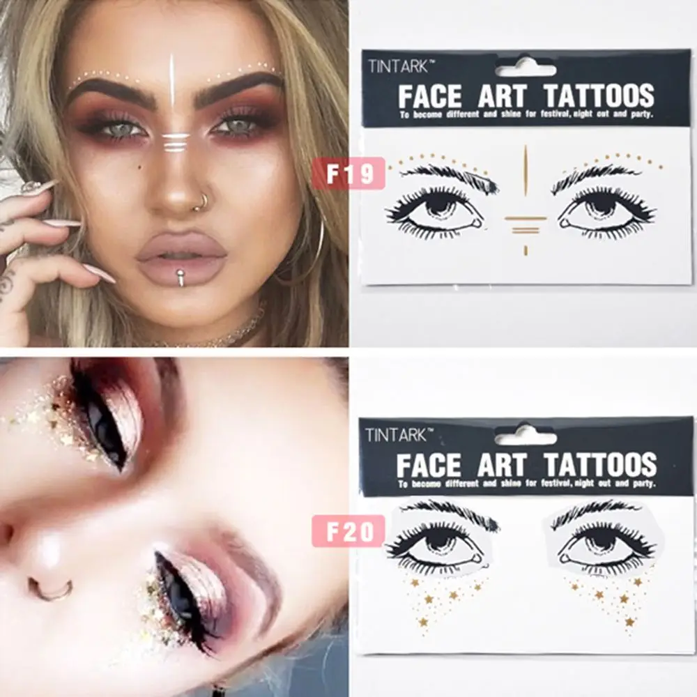 1Pc 2020 Europe Gold Temporary Face Tattoo Stickers Spot Waterproof Crystal Freckles Bronzing Eye Glitters Makeup Flash Tools | Красота и