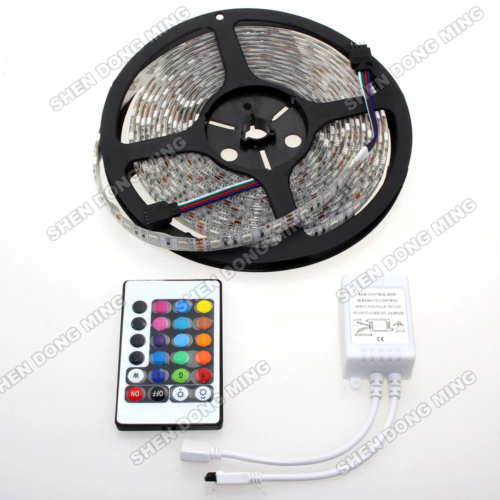 300leds/5m 60leds/m RGB LED Strip light 12V 5050 SMD flexible tape waterproof + 24 Key IR remote Controller Christmas Garland
300leds/5m 60leds/m RGB LED Strip light 12V 5050 SMD flexible tape waterproof + 24 Key IR remote Controller Christmas Garland