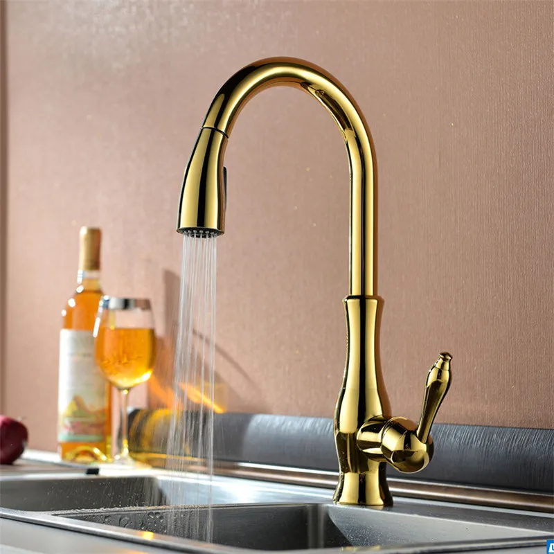 Kitchen Faucet Golden Brass Kitchen Basin Faucet Pull Out Spout Sink Mixer Tap Single Handle Deck Mounted Luxury Rotat Water Tap
Kitchen Faucet Golden Brass Kitchen Basin Faucet Pull Out Spout Sink Mixer Tap Single Handle Deck Mounted Luxury Rotat Water Tap