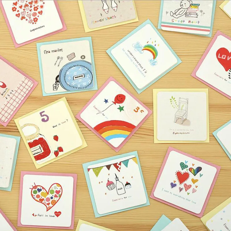 6pcs/lot Kawaii mini Greeting Cards Festivals best wishes Cute gift message envelope set Postcard Cards & Invitations H303
6pcs/lot Kawaii mini Greeting Cards Festivals best wishes Cute gift message envelope set Postcard Cards & Invitations H303