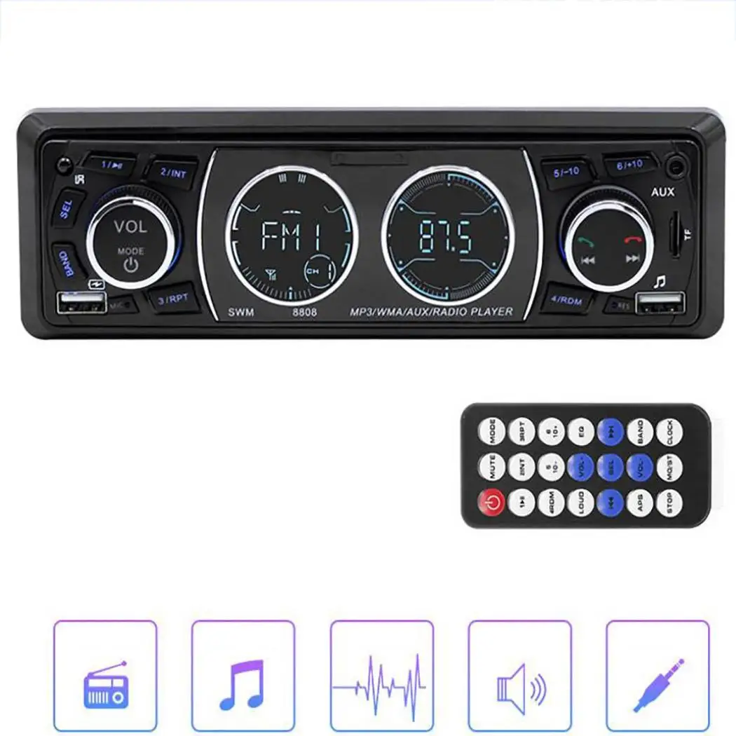 1 Din Автомобильный MP3-плеер fm-радио Bluetooth громкой связи USB зарядное устройство TF AUX
