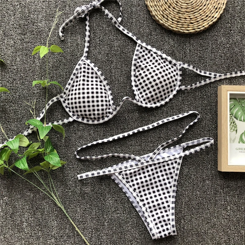 Plaid Women's Bikini 2019 Split Swimsuit Sexy Halter Bikinis Women Swimwear Low Waist Triangle Bikini Female Biquinis Feminino
Plaid Women's Bikini 2019 Split Swimsuit Sexy Halter Bikinis Women Swimwear Low Waist Triangle Bikini Female Biquinis Feminino