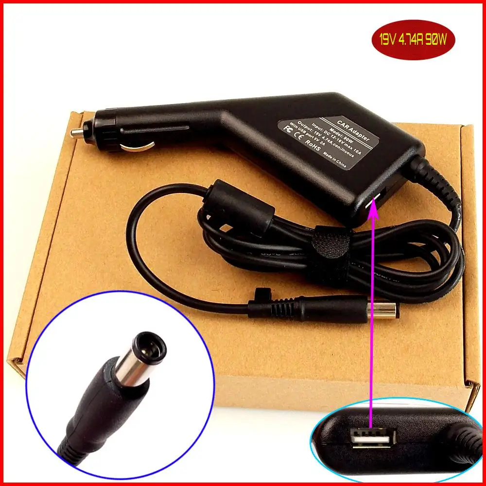 

Laptop DC Power Car Adapter Charger 19V 4.74A + USB Port for HP/Compaq 463552-004 519329-001 519329-002 519330-003 608428-001