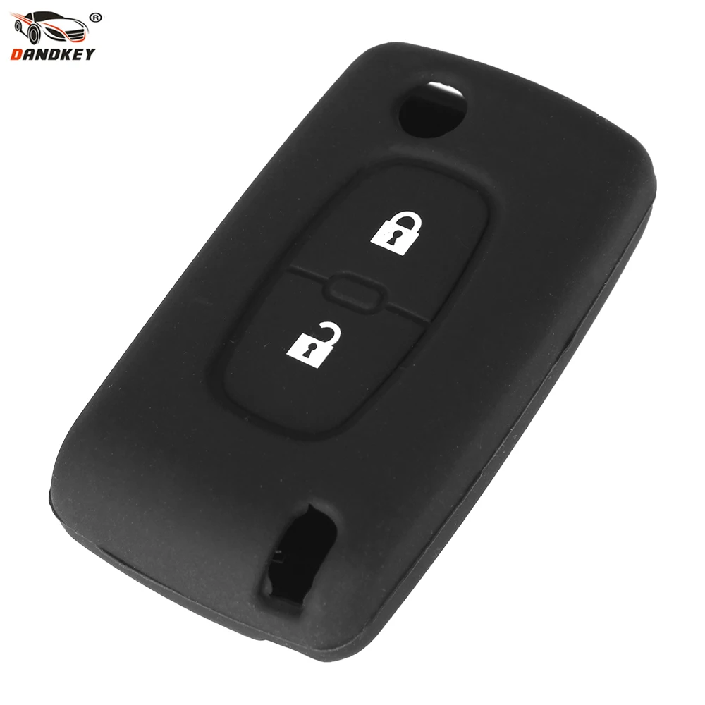 Dandkey 2 кнопки силиконовой удаленный ключевой чехол Брелок для Peugeot 107 207 307 S 308 407 607
