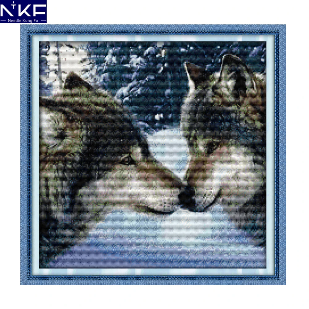 NKF The Kiss of Wolves Animal Style Needlepoint Kits Cross Stitch Embroidery Designs Printed Cross Stitch Kit for Home Decor
NKF The Kiss of Wolves Animal Style Needlepoint Kits Cross Stitch Embroidery Designs Printed Cross Stitch Kit for Home Decor
