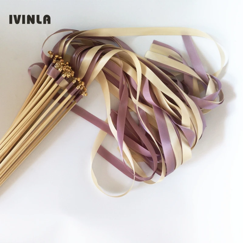 Hot Selling 50pcs/lot Purple taro and Cream wedding ribbon wands for wedding decoration
Hot Selling 50pcs/lot Purple taro and Cream wedding ribbon wands for wedding decoration