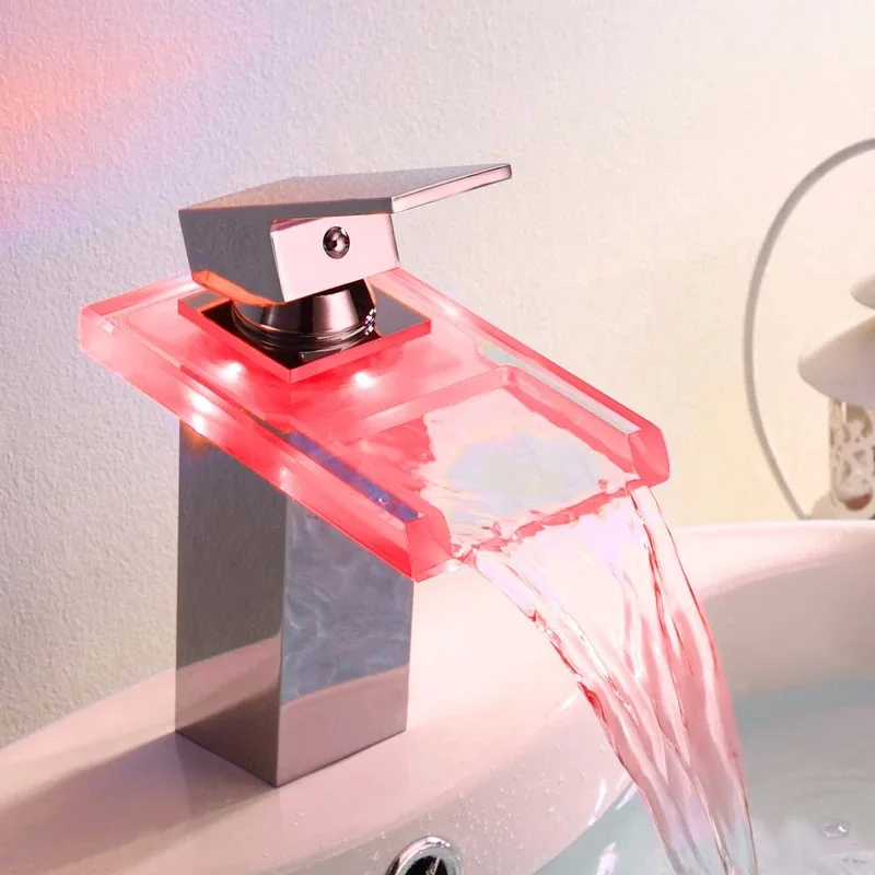 BECOLA Glass Water Power LED Washbasin Faucet Temperature Controlled 3 Colors Bathroom Faucet Waterfall Basin Tap 8059
BECOLA Glass Water Power LED Washbasin Faucet Temperature Controlled 3 Colors Bathroom Faucet Waterfall Basin Tap 8059