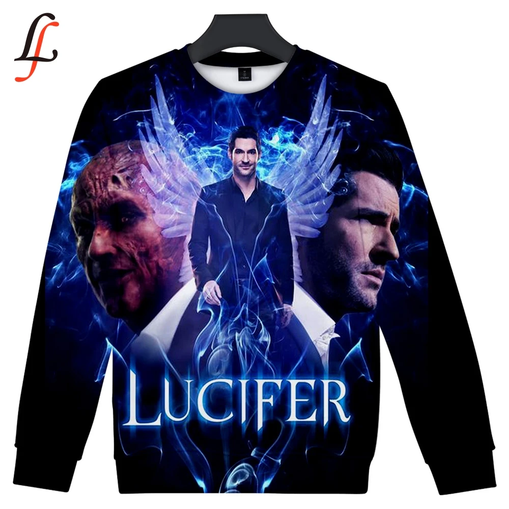 Толстовка с 3D принтом Lucifer Женская/Мужская Повседневная большого размера 4XL 2019 |