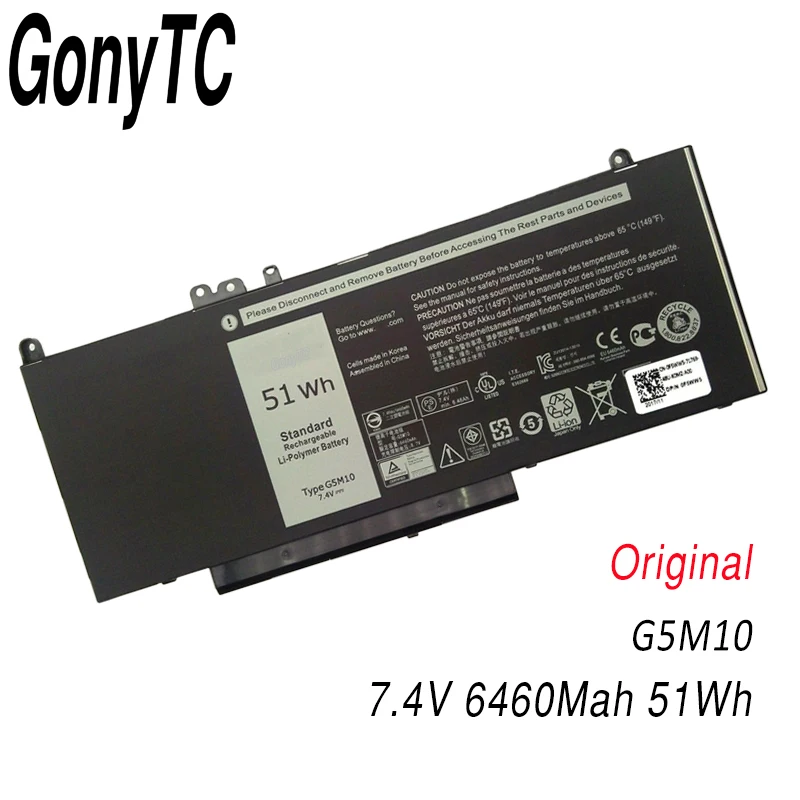 Оригинальный аккумулятор G5M10 GONYTC для ноутбука DELL Latitude E5250, E5450, E5470, E5550, E5570, 8V5GX, R9XM9, выхода C2, 1KY05, 7,4 В, 51 Втч
Оригинальный аккумулятор G5M10 GONYTC для ноутбука DELL Latitude E5250, E5450, E5470, E5550, E5570, 8V5GX, R9XM9, выхода C2, 1KY05, 7,4 В, 51 Втч