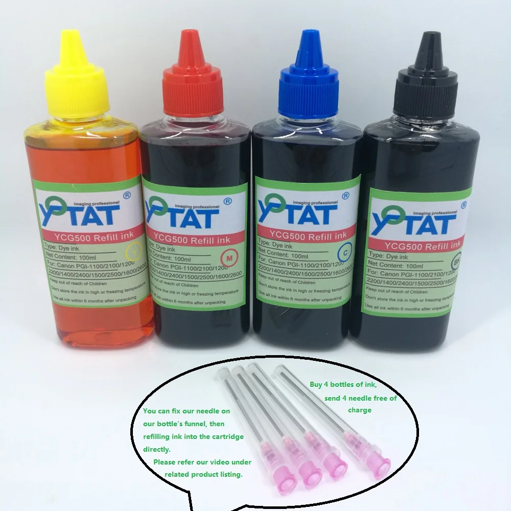 YOTAT 4color 100ml Dye ink refill kit for Canon PGI-1400 PGI-2400 PGI-1500 PGI-2500 PGI-1600 PGI-2600 ink cartridge or CISS
YOTAT 4color 100ml Dye ink refill kit for Canon PGI-1400 PGI-2400 PGI-1500 PGI-2500 PGI-1600 PGI-2600 ink cartridge or CISS