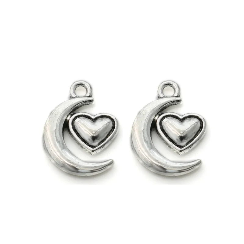 Antique Silver Plated Zinc Alloy Moon Heart Charm Pendant for Jewelry Making DIY Handmade Craft 17x14mm
Antique Silver Plated Zinc Alloy Moon Heart Charm Pendant for Jewelry Making DIY Handmade Craft 17x14mm