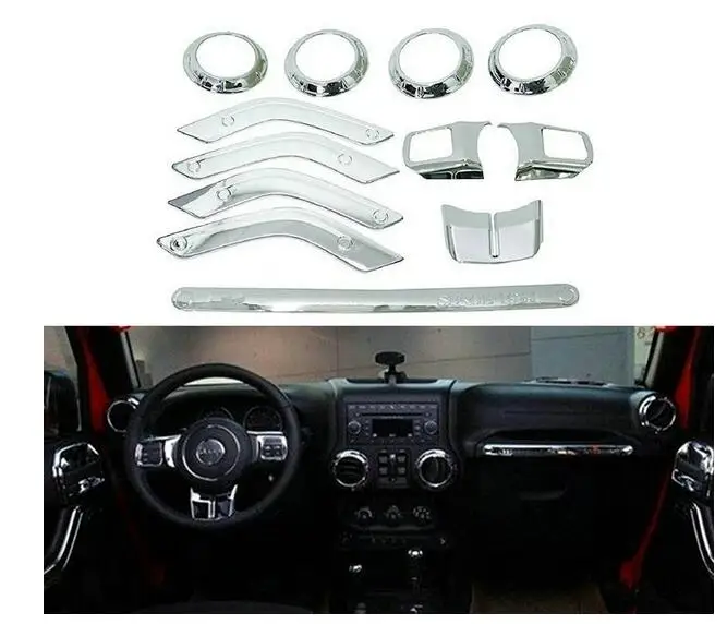 12PCS/Lot Steering Wheel Trim Air Condition Vent Interior Accessories Door Handle Cover Kits ABS Chrome For Jeep Wrangler JK
12PCS/Lot Steering Wheel Trim Air Condition Vent Interior Accessories Door Handle Cover Kits ABS Chrome For Jeep Wrangler JK