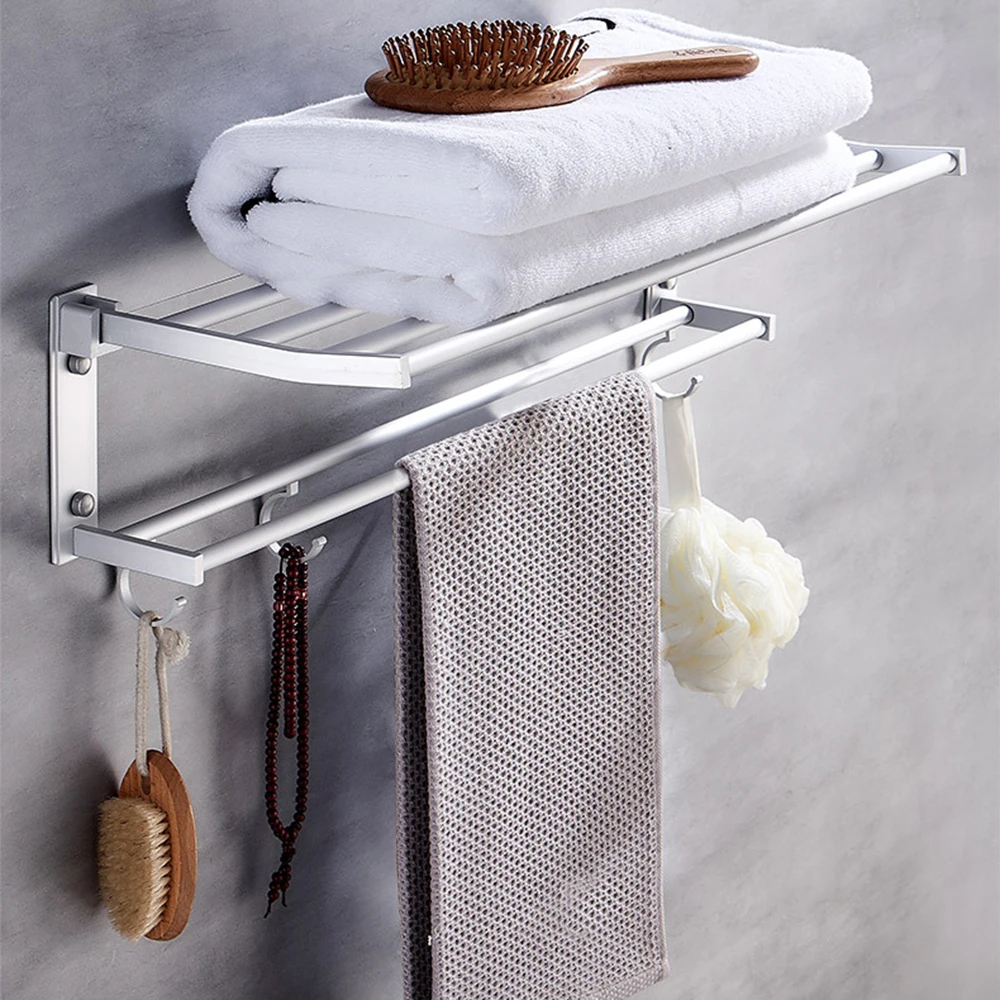 Sponge Holder With Steel Organizer 40cm New Bathroom Towel Storage Shelf Stainless Hook Soap Racks Wall Clothes Foldable Mounted |