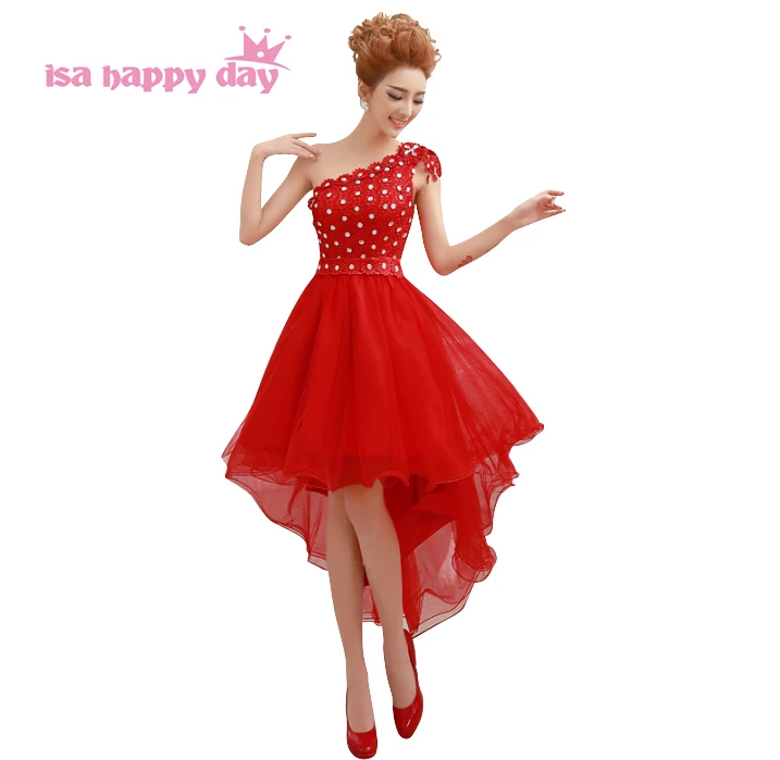 Фото Женское вечернее платье с одним открытым плечом красное элегантное Формальное