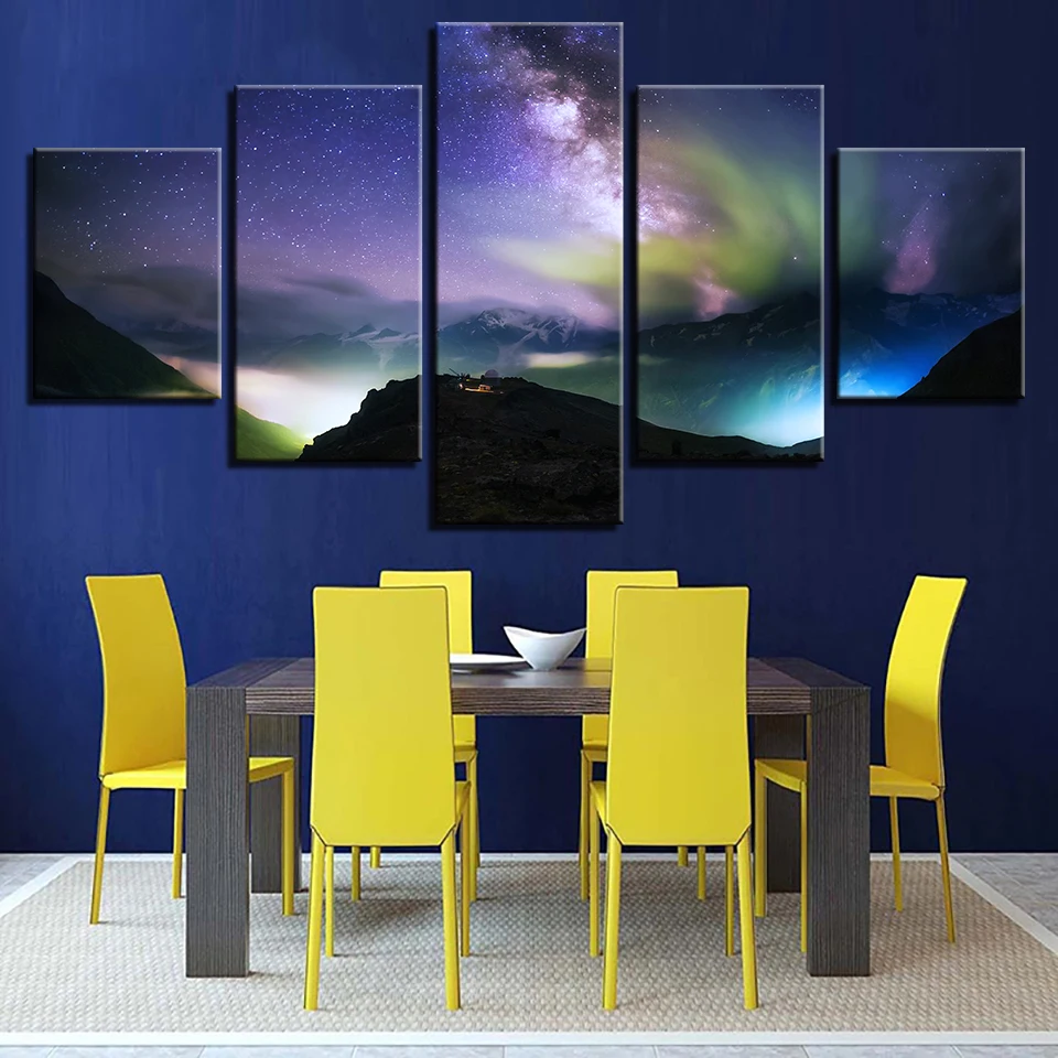 Framework Modular Canvas Pictures Poster Wall Art Printed 5 Pieces Aurora Starry Sky Night Scene Painting Decoration Living Room
Framework Modular Canvas Pictures Poster Wall Art Printed 5 Pieces Aurora Starry Sky Night Scene Painting Decoration Living Room