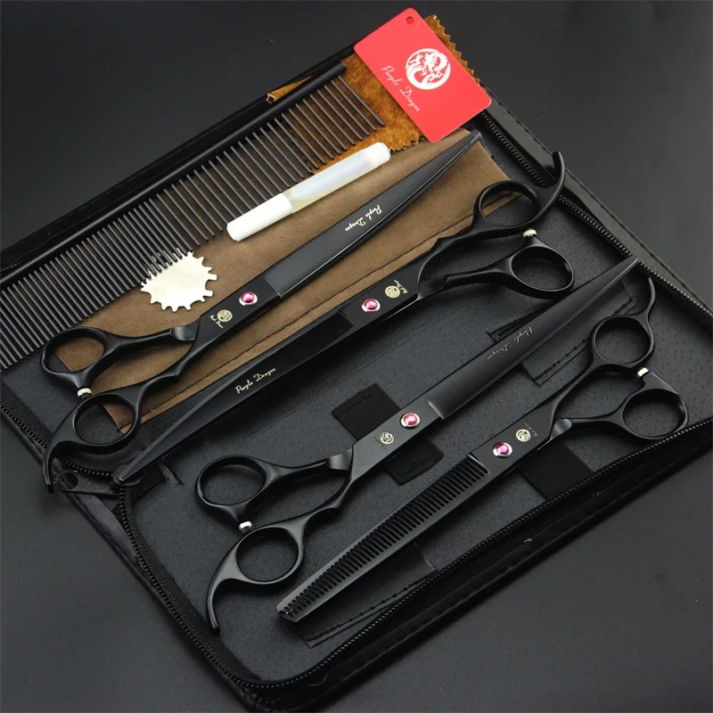 Professional Pet Dog Grooming Scissors 8.0 inch Hair Cutting + Thinning + Curved Shears 440C Straight Scissors 4 PCS Set + Case
Professional Pet Dog Grooming Scissors 8.0 inch Hair Cutting + Thinning + Curved Shears 440C Straight Scissors 4 PCS Set + Case