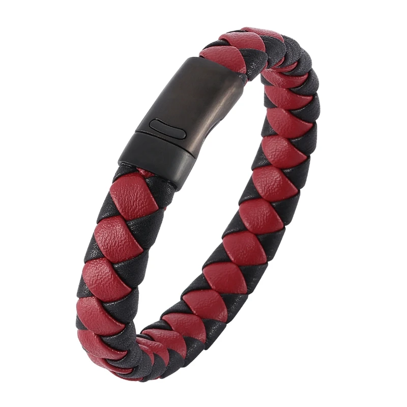 Retro Men Jewelry Mannen Sieraden Black Red Braided Leather Bracelet Male Steel Magnetic Clasp Man Bracelete Punk Bangles SP0028
Retro Men Jewelry Mannen Sieraden Black Red Braided Leather Bracelet Male Steel Magnetic Clasp Man Bracelete Punk Bangles SP0028