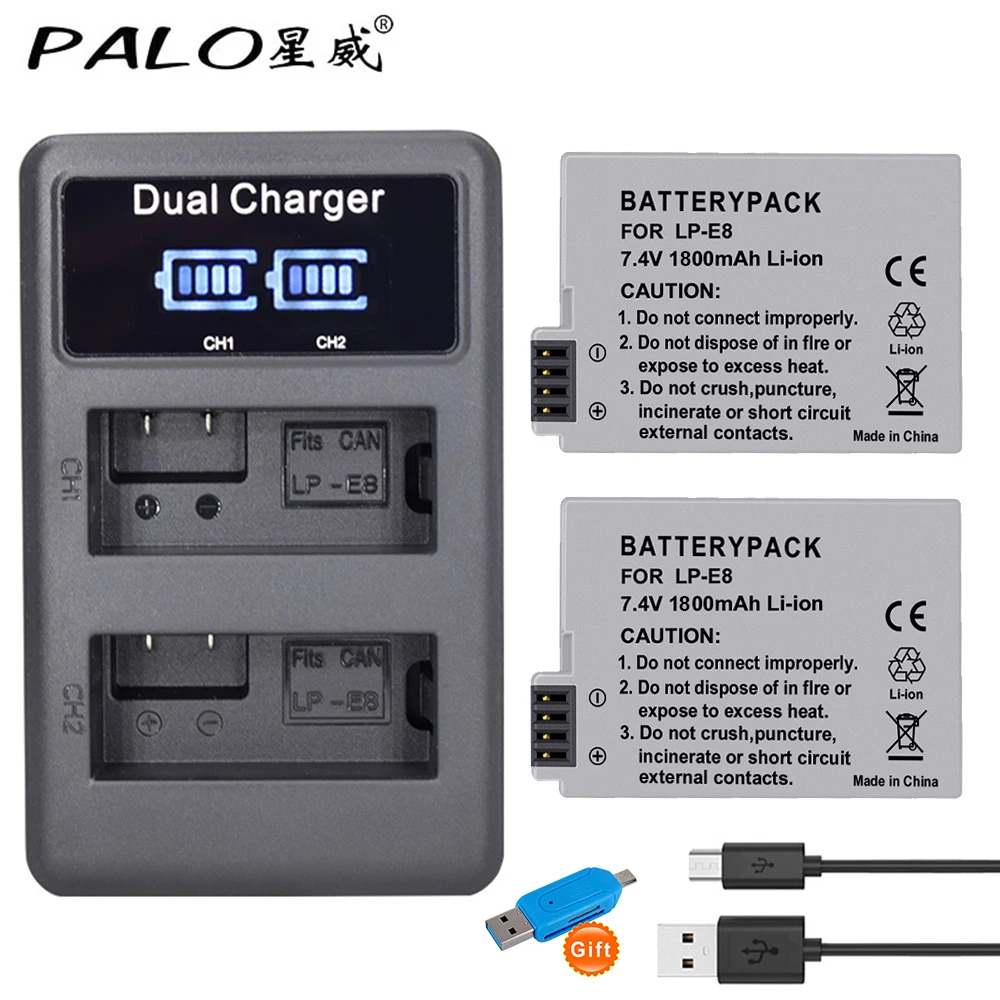 Palo 2 шт. 1800 мАч LP-E8 LPE8 LP E8 камера батарея AKKU + LCD двойное зарядное устройство для Canon EOS 550D 600D 650D 700D X4 X5 X6i X7i T2i T3i
Palo 2 шт. 1800 мАч LP-E8 LPE8 LP E8 камера батарея AKKU + LCD двойное зарядное устройство для Canon EOS 550D 600D 650D 700D X4 X5 X6i X7i T2i T3i