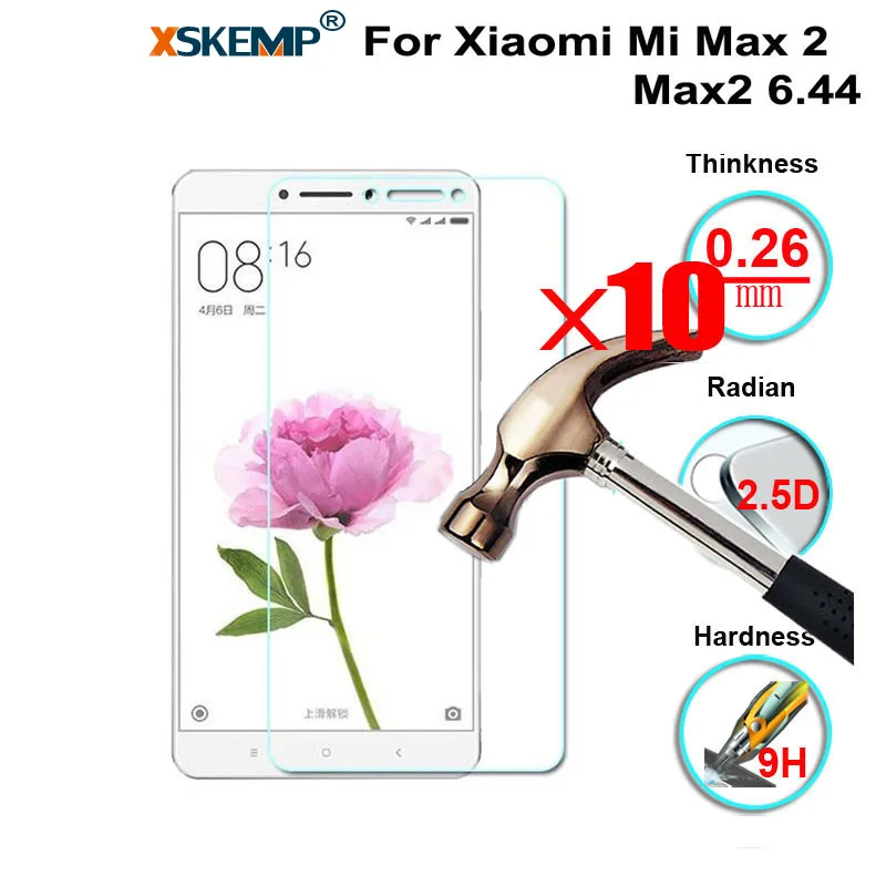 XSKEMP 10 шт./лот противоударный Настоящее закаленное Стекло для Xiaomi Mi Max 2 Max2 6 44 0 3 мм 9