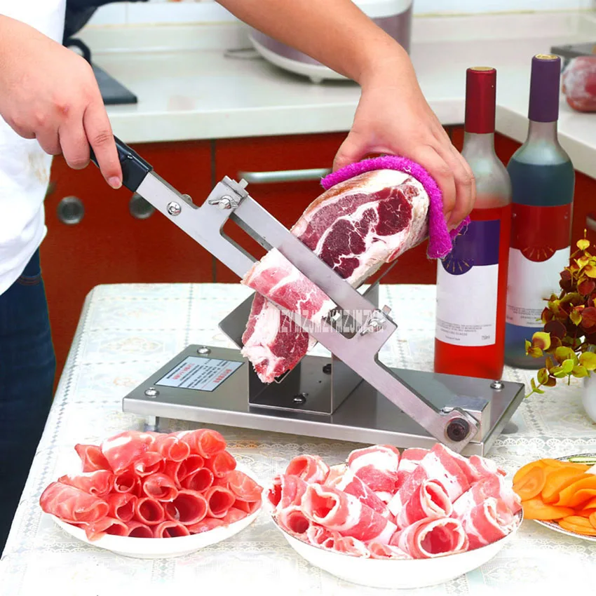 

ST200 Semi-Automatic Stainless Steel Manual Frozen Meat Slicer Fruit Vegetable Mutton Cutting Machine Beef In Hot Pot Slicer