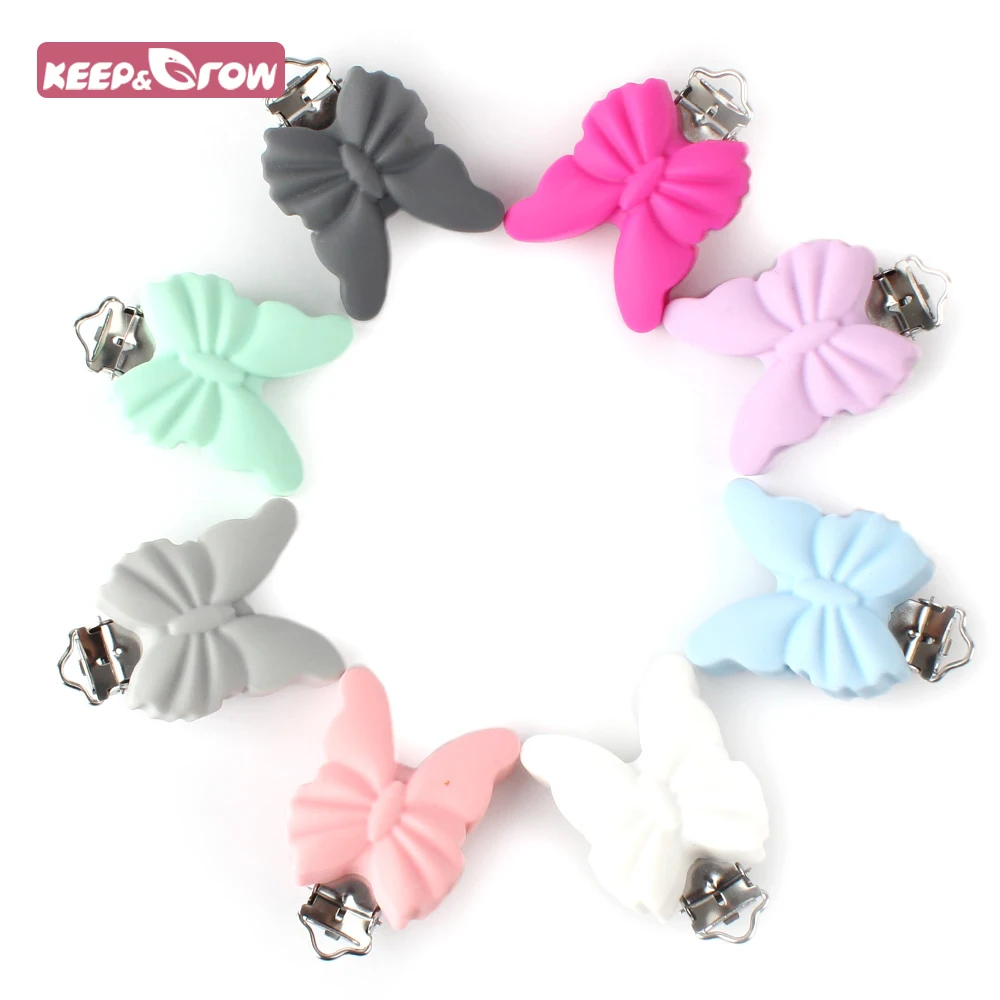 Keep grow 1pc Cute Butterfly Silicone teether metal Clip Pacifier silicone rodent DIY Baby Teething Necklace Pendant Clamp
Keep grow 1pc Cute Butterfly Silicone teether metal Clip Pacifier silicone rodent DIY Baby Teething Necklace Pendant Clamp