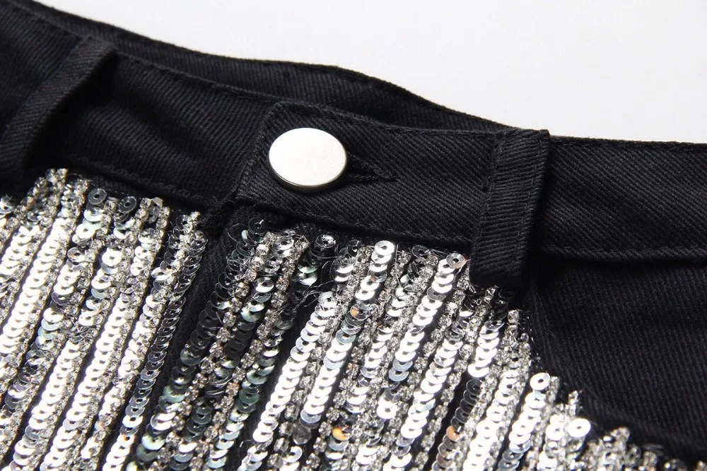 2019 Fashion New Women High Waisted Denim Shorts Water Drill Tassel Black Jeans Short H132
2019 Fashion New Women High Waisted Denim Shorts Water Drill Tassel Black Jeans Short H132