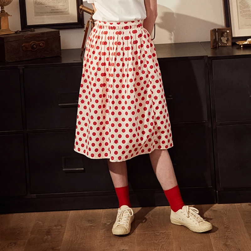 Original Design Summer New Women Polka Dot Printed A-line Skirt Cotton Pleated Waist Botton Knee Length Skirts Preppy Style
Original Design Summer New Women Polka Dot Printed A-line Skirt Cotton Pleated Waist Botton Knee Length Skirts Preppy Style