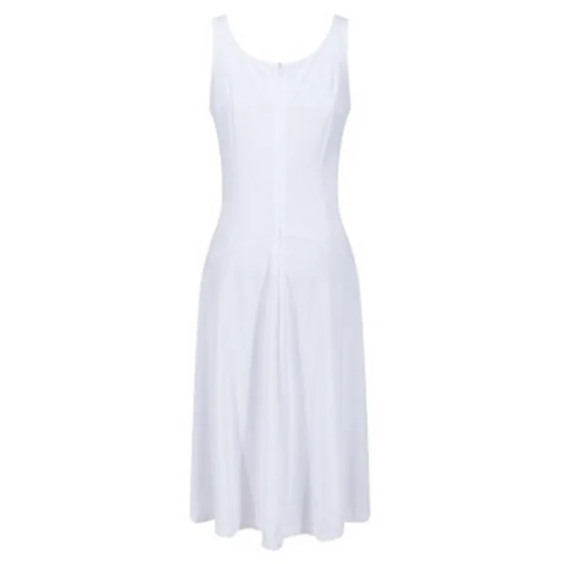 Women simple V-neck sleeveless knee length tank dress white
Women simple V-neck sleeveless knee length tank dress white