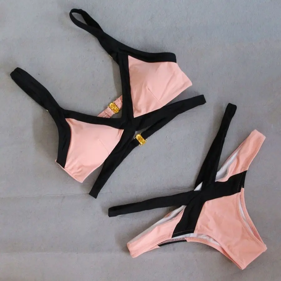 2017 New Swimwear Women Bikini Set Cross Bandage Push-Up Padded Pink Swimsuit Beachwear Bathing Suit 2pcs Bikini
2017 New Swimwear Women Bikini Set Cross Bandage Push-Up Padded Pink Swimsuit Beachwear Bathing Suit 2pcs Bikini