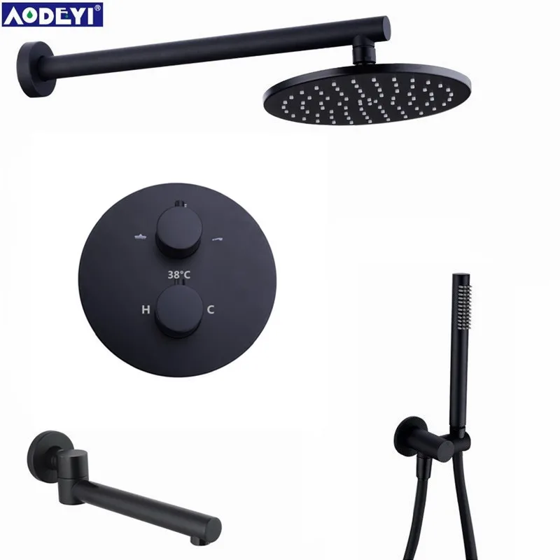 Brass Black Shower Faucets 8-12" Rainfall Shower Head Bathroom Shower Set Diverter 2&3 Ways Thermostatic Valve Shower System
Brass Black Shower Faucets 8-12" Rainfall Shower Head Bathroom Shower Set Diverter 2&3 Ways Thermostatic Valve Shower System