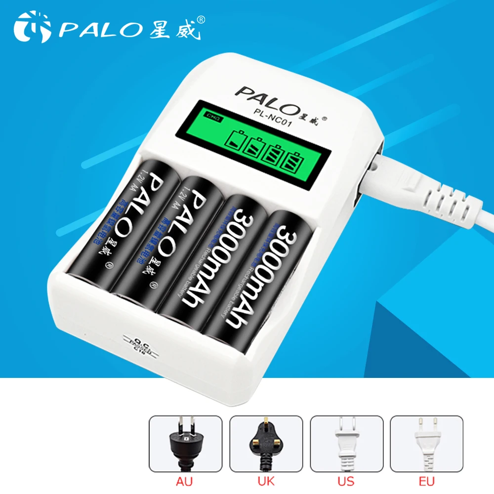 PALO LCD Display 4 Slots Smart rechargeable battery charger For AA AAA Ni-Cd Ni-Mh Rechargeable Batteries
PALO LCD Display 4 Slots Smart rechargeable battery charger For AA AAA Ni-Cd Ni-Mh Rechargeable Batteries