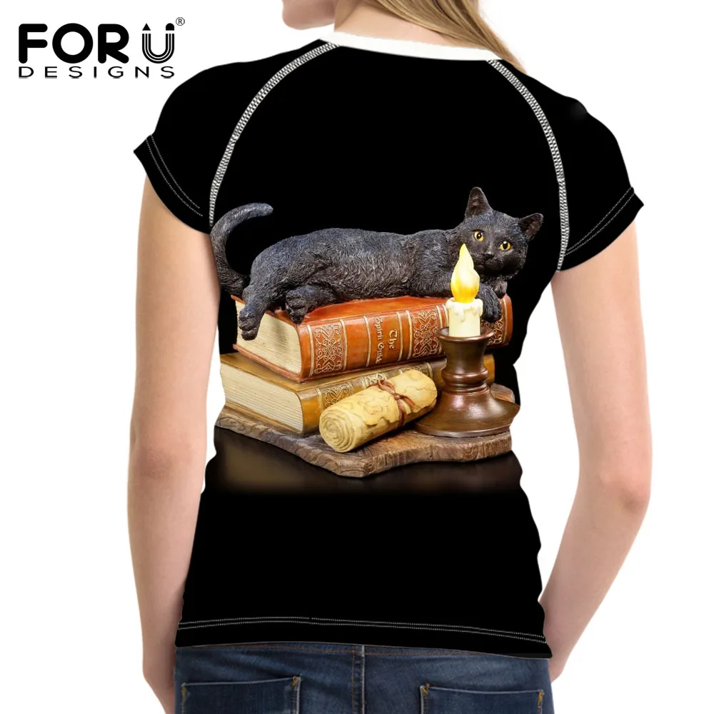 FORUDESIGNS Women T-shirt The Witching Hour Cat Pattern Top Tee Shirt Femme Short Sleeve Classic Cloth Female Lady Girls Tshirt
FORUDESIGNS Women T-shirt The Witching Hour Cat Pattern Top Tee Shirt Femme Short Sleeve Classic Cloth Female Lady Girls Tshirt
