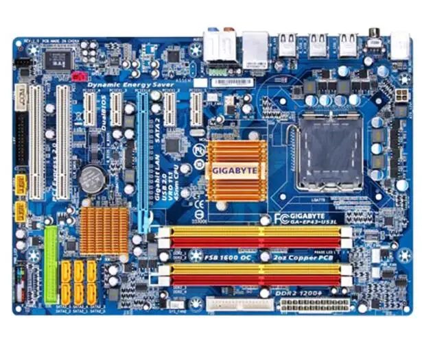 Оригинальная настольная Материнская плата Gigabyte Φ P43 Socket LGA 775 DDR2 ATX (версия