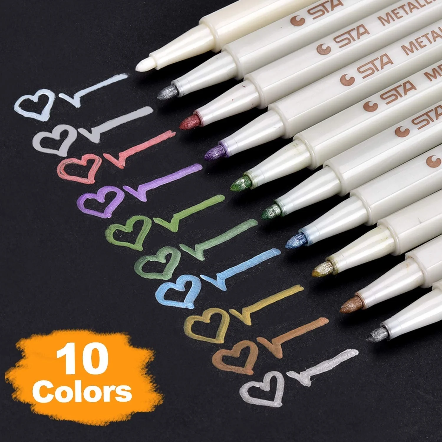 10 Colors Metallic Marker Pen Diy Scrapbooking Crafts Round Tip Paint Art Marker Pen Card Making Photo Album Drawing Supplies
10 Colors Metallic Marker Pen Diy Scrapbooking Crafts Round Tip Paint Art Marker Pen Card Making Photo Album Drawing Supplies