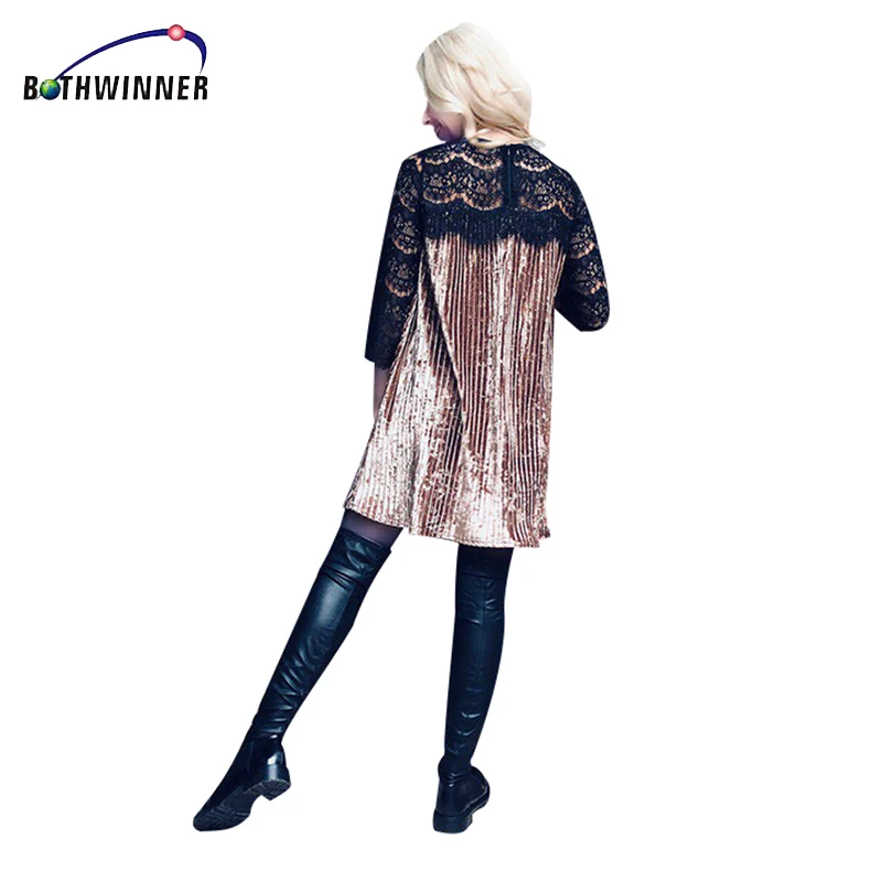 Sexy Lace Patchwork Velvet Dress 2017 Spring Autumn Three Quarter Casual Women Clothing New Year Fashion Women Dress
Sexy Lace Patchwork Velvet Dress 2017 Spring Autumn Three Quarter Casual Women Clothing New Year Fashion Women Dress