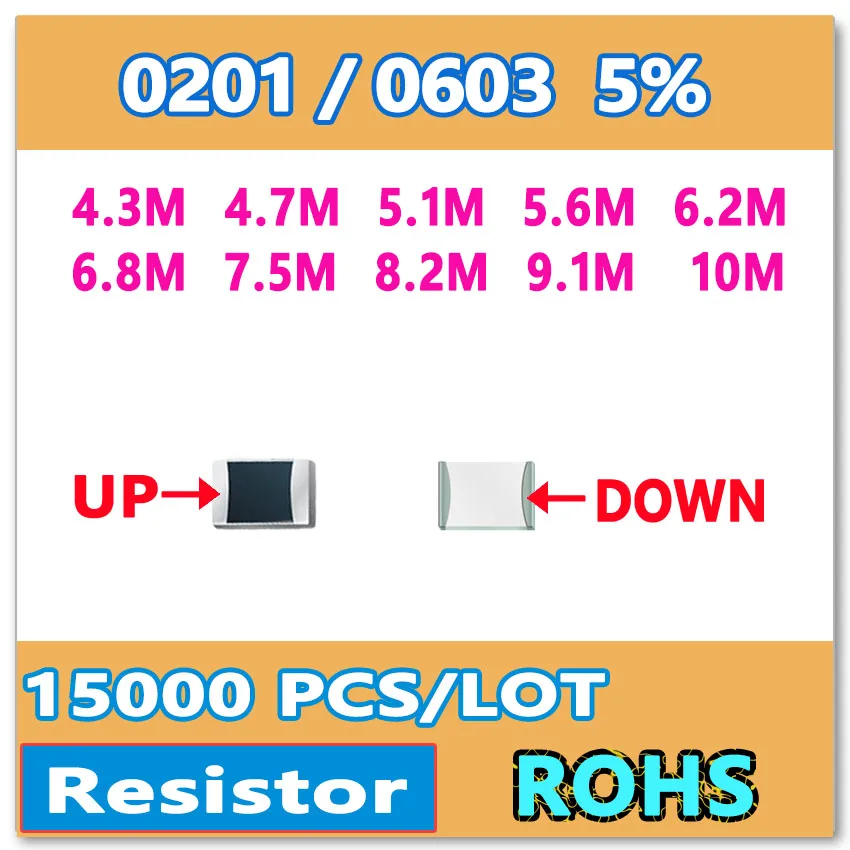 Оригинальный 0201 J 5% 15000 шт. 4,3 M 4,7 M 5,1 M 5,6 M 6,2 M 6,8 M 7,5 M 8,2 M 9,1 M 10Msmd 0603 резистор 4M3 4M7 5M1 5M6 6M2 6M8 7M5 OHM
Оригинальный 0201 J 5% 15000 шт. 4,3 M 4,7 M 5,1 M 5,6 M 6,2 M 6,8 M 7,5 M 8,2 M 9,1 M 10Msmd 0603 резистор 4M3 4M7 5M1 5M6 6M2 6M8 7M5 OHM