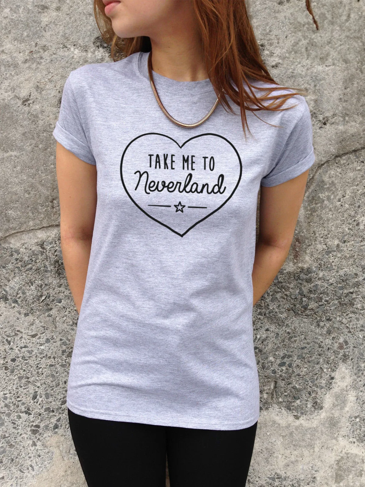 Женские топы TAKE ME TO NEVERLAND Футболка Топ хипстер Tumblr милое сердце Мода слоган