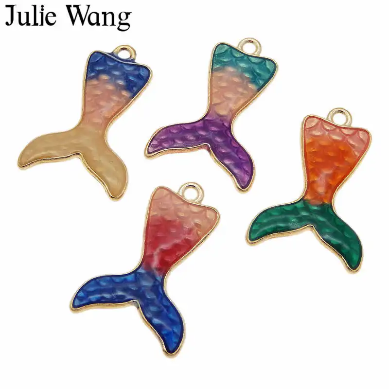 10 шт. эмалированные Разноцветные Подвески Julie Wang в виде хвоста русалки смешанный